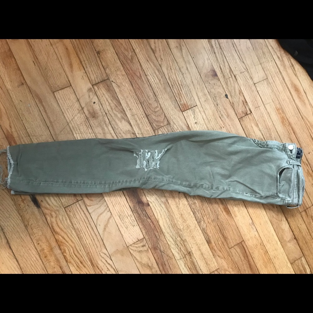 green low rise skinny jeans